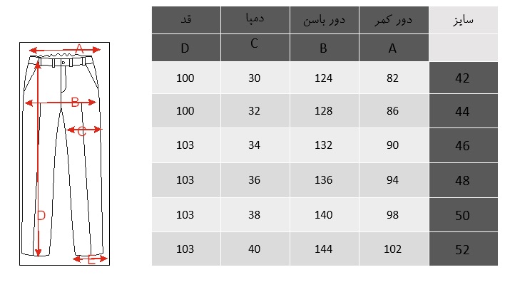 آلپ سایز چارت